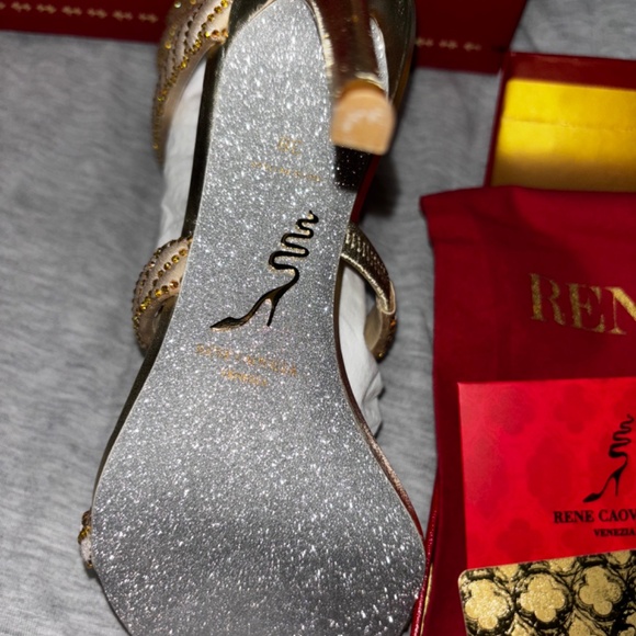 Rene Caovilla gold cleo heels - Picture 3 of 7